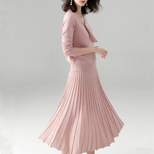 ピンク/セーター+スカート/セット